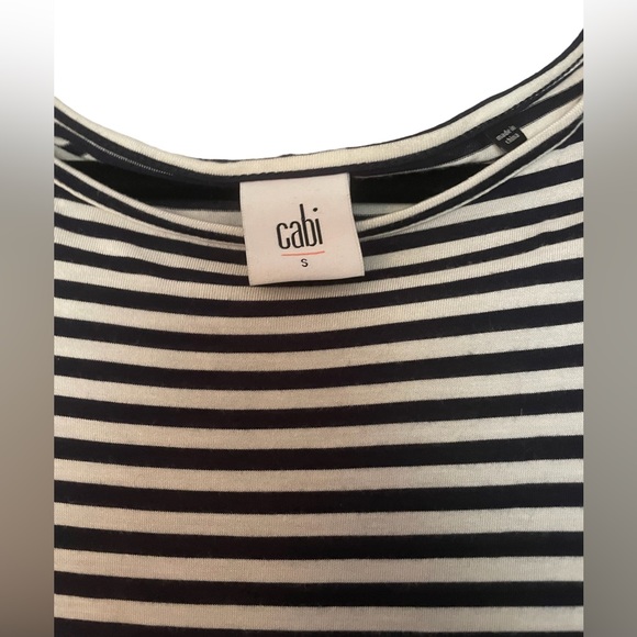 CAbi Boat Stripes Navy/White Nautical Asymmetrical Long Sleeve Tee - Picture 9 of 9